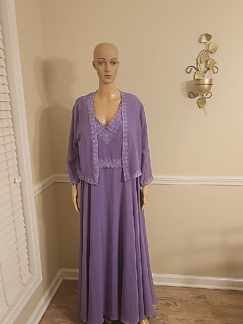 JJs House Lavender Purple Lace Two Piece Evening Gown with Jacket